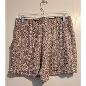 Joe B Joe Benbassett Floral Pink Floral Shorts Elastic Waist Belt Loops Size XL